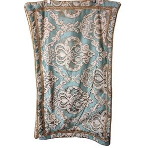 Biltmore For Your Home King Size Pillow Cover Sham Blue Damask Gold Rope Trim